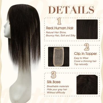 Lace Wig Toppers Hand-made Lace Base Hairpiece For Women Color #2 Darkest Brown (12cm*6cm) - FShine Shop